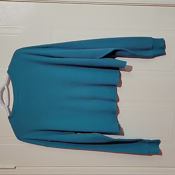 TNA Cropped Thermal Teal Blue Long Sleeve Top US M - Picture 2 of 10